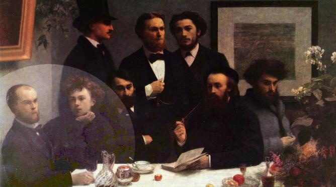Πίνακας του 1872. Στα αριστερά ο Πωλ Βερλαίν με τον Αρθούρο Ρεμπώ