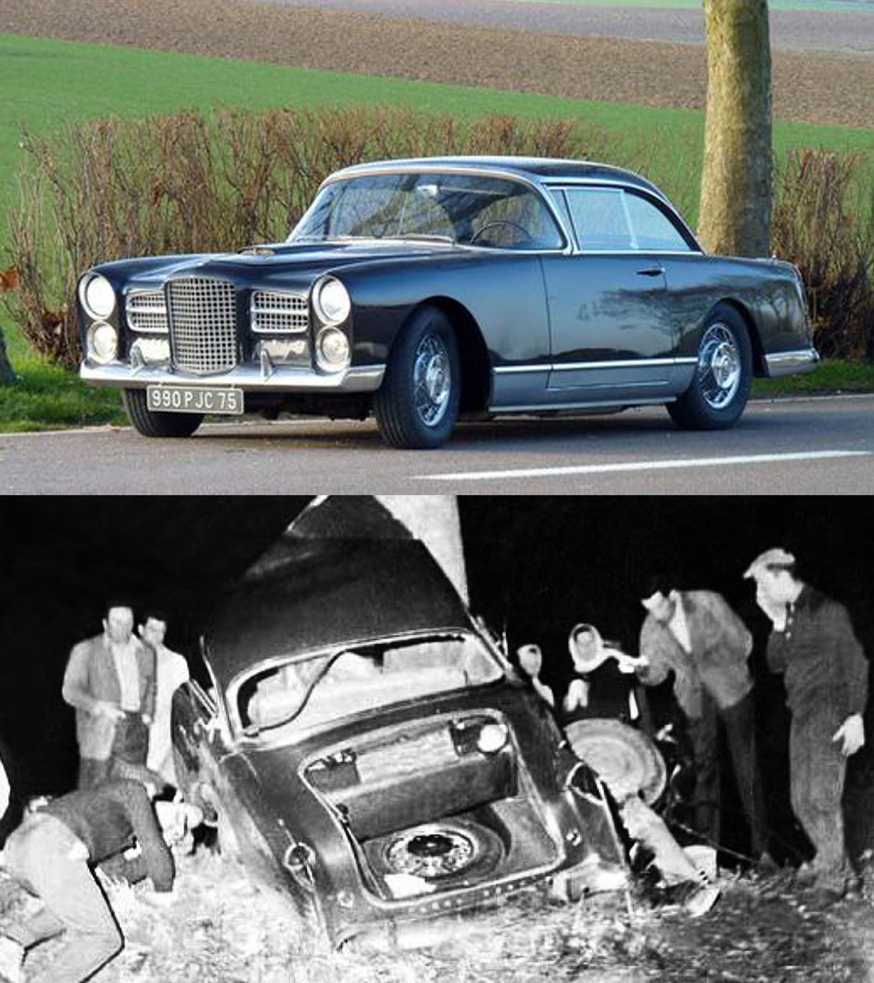 Το μοιραίο αυτοκίνητο Facel-Véga πριν και μετά.