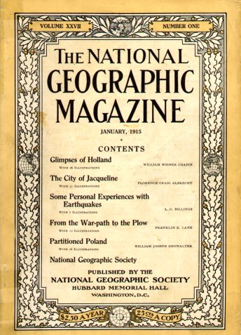 Το εξώφυλλο του περιοδικού National Geographic, Ιανουάριος 1915.