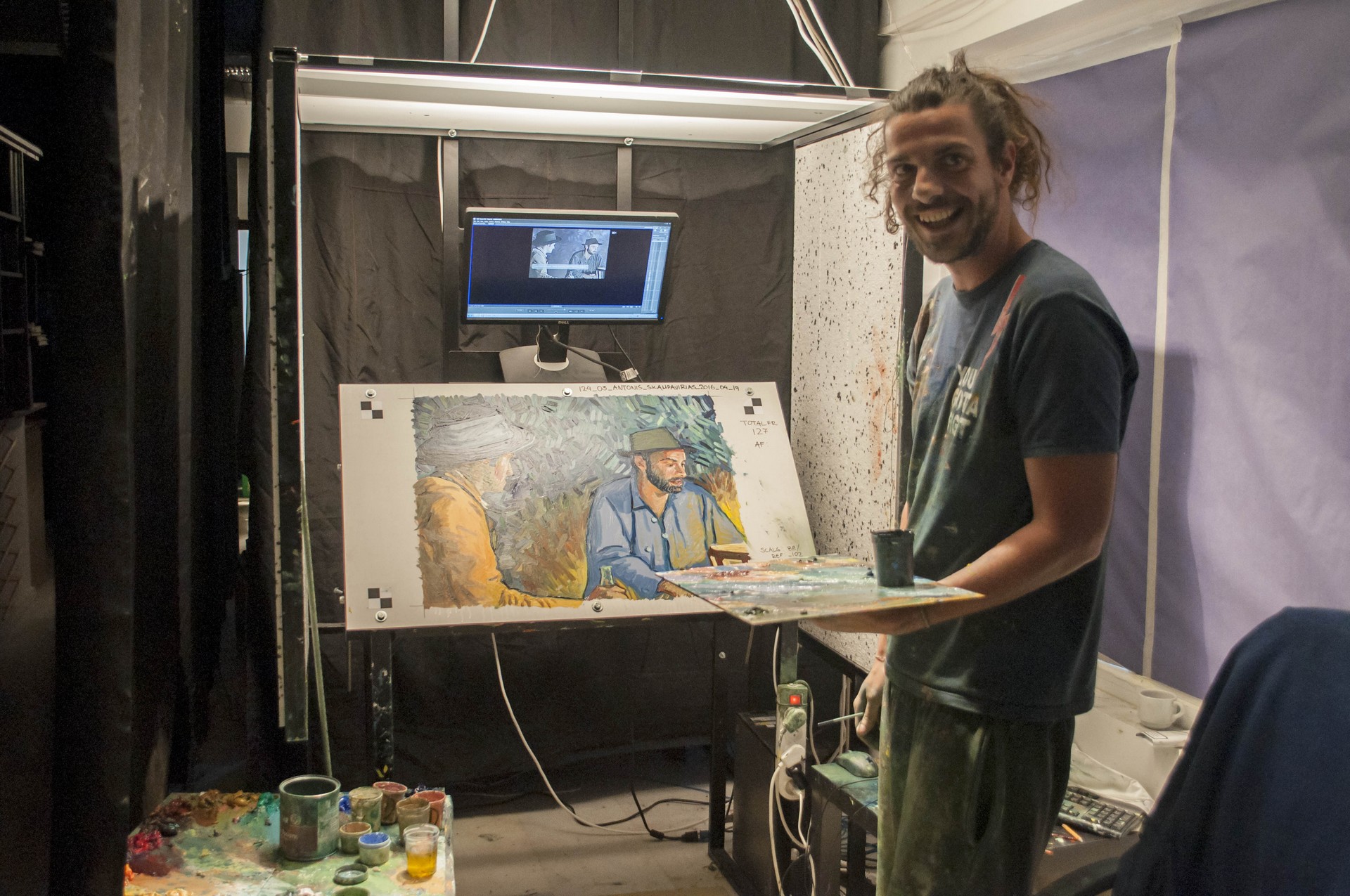 Ç åëëçíéêÞ ìïíÜäá painting animation ôçò äéåèíïýò ðáñáãùãÞò ôáéíßáò Loving Vincent, Êïñùðß, ÁôôéêÞ, Áðñßëéïò 2016